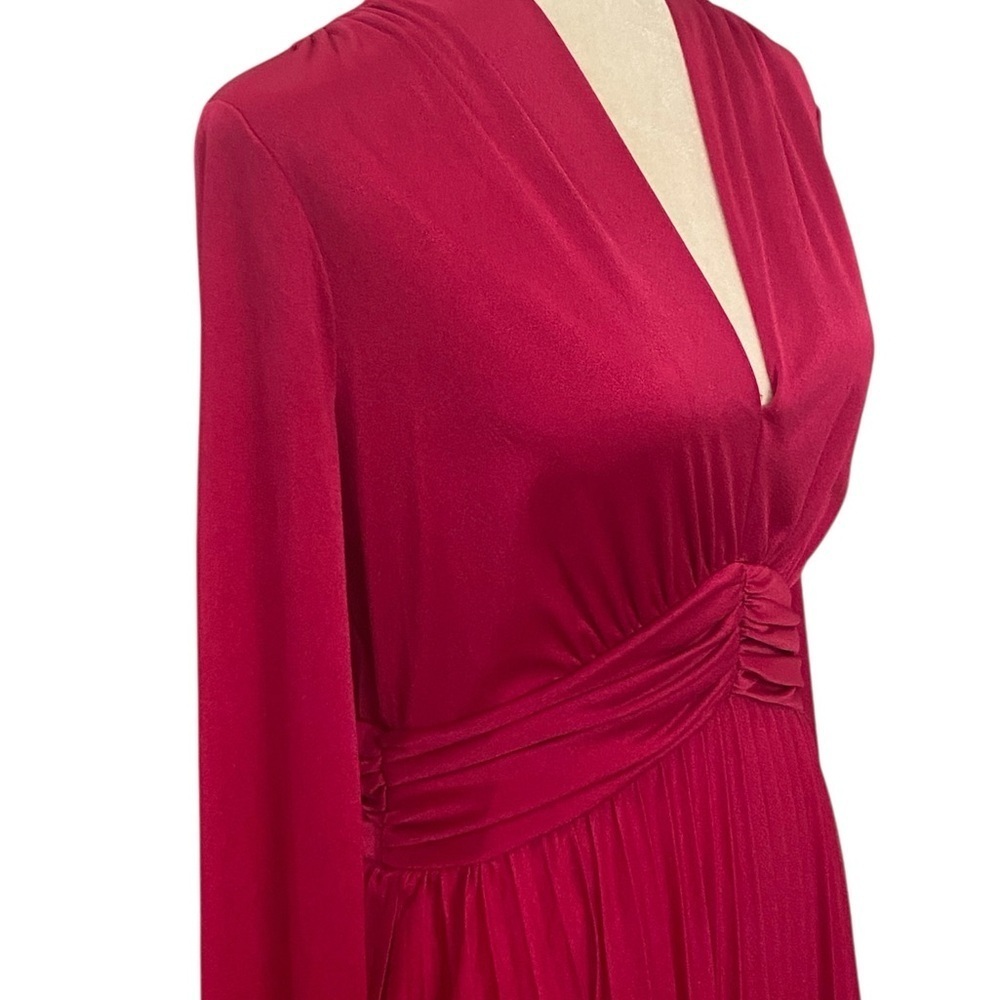 Vintage Womens 1960s/1970s Long Sleeve Plunge Neck Long Dress - Picture 5 of 9